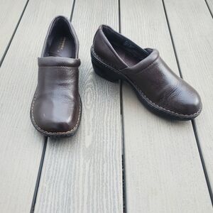 Sonoma Women's Brown Leather Clog Slip On Shoes